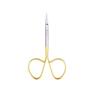 Micro Scissor (TC) Iris Curved 10.5cm Blade 18mm Serration 1 Blade Gold