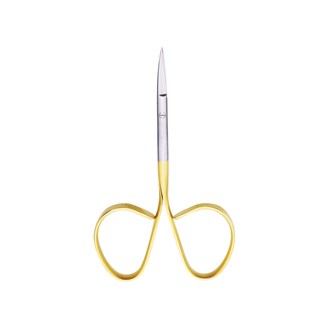 Micro Scissor (TC) Iris Straight 10.5cm Blade 30mm Serration 1 Blade Gold