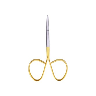 Micro Scissor (TC) Curved 10.5cm Serration 1 Blade Round Tips Gold