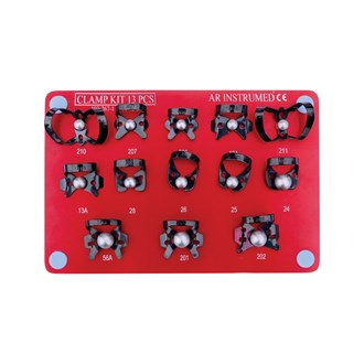 Rubber Dam Clamps 13 Pcs Kit Red Silver Plate Black Clamps