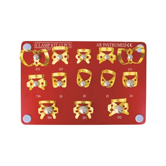 Rubber Dam Clamps 13 Pcs Kit Red Silver Plate Gold Clamps