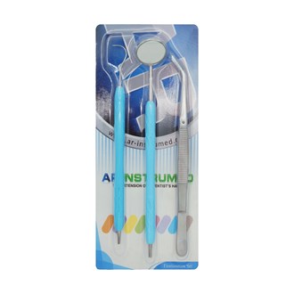 Examination Set of 4 Explorer, Mirror, Mirror Handle, Tweezer AR Light Handles