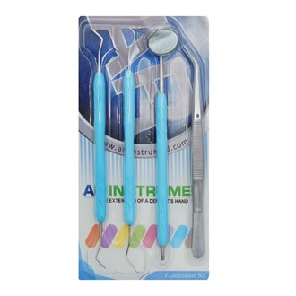 Examination Set of 5 Explorer, Mirror, Mirror Handle, Tweezer, Heidmann Spatula AR Light Handles