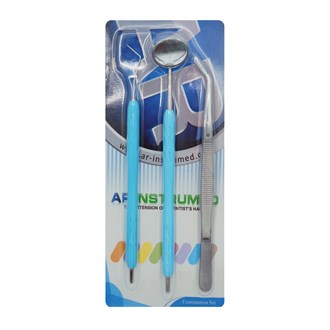 Examination Set of 4 Explorer, Mirror, Mirror Handle, Tweezer AR Light Handles