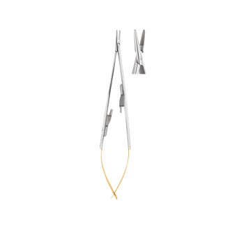 Needle Holder Castroviejo Straight wire 5-0, 6-0, 7-0 14.5cm  (TC) Gold