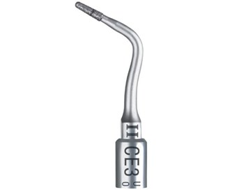 CE3 II TIP -For a fast restoration of the biologic width (laser mark placed at 3mm). Used perpendicularly or parallel to the bone, this tip is designed for ostectomies of the tooth-supporting bone in interproximal and oral (vestibular) and palatal perirad