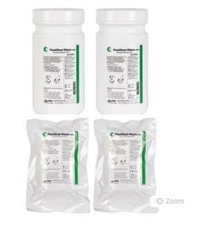 2 x PlastiSept eco, surface disinfectant tubs with one pre-soaked refill bag (50 wipes)