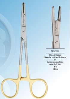 Densol Olsen Hegar Needle holder/Scissor in tungsten carbide 14cm
