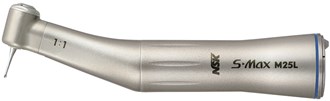 NSK S-Max M25L Stainless Steel Optic E Type Lux Contra Angle Handpiece with internal water,  1:1 speed ratio For CA burs